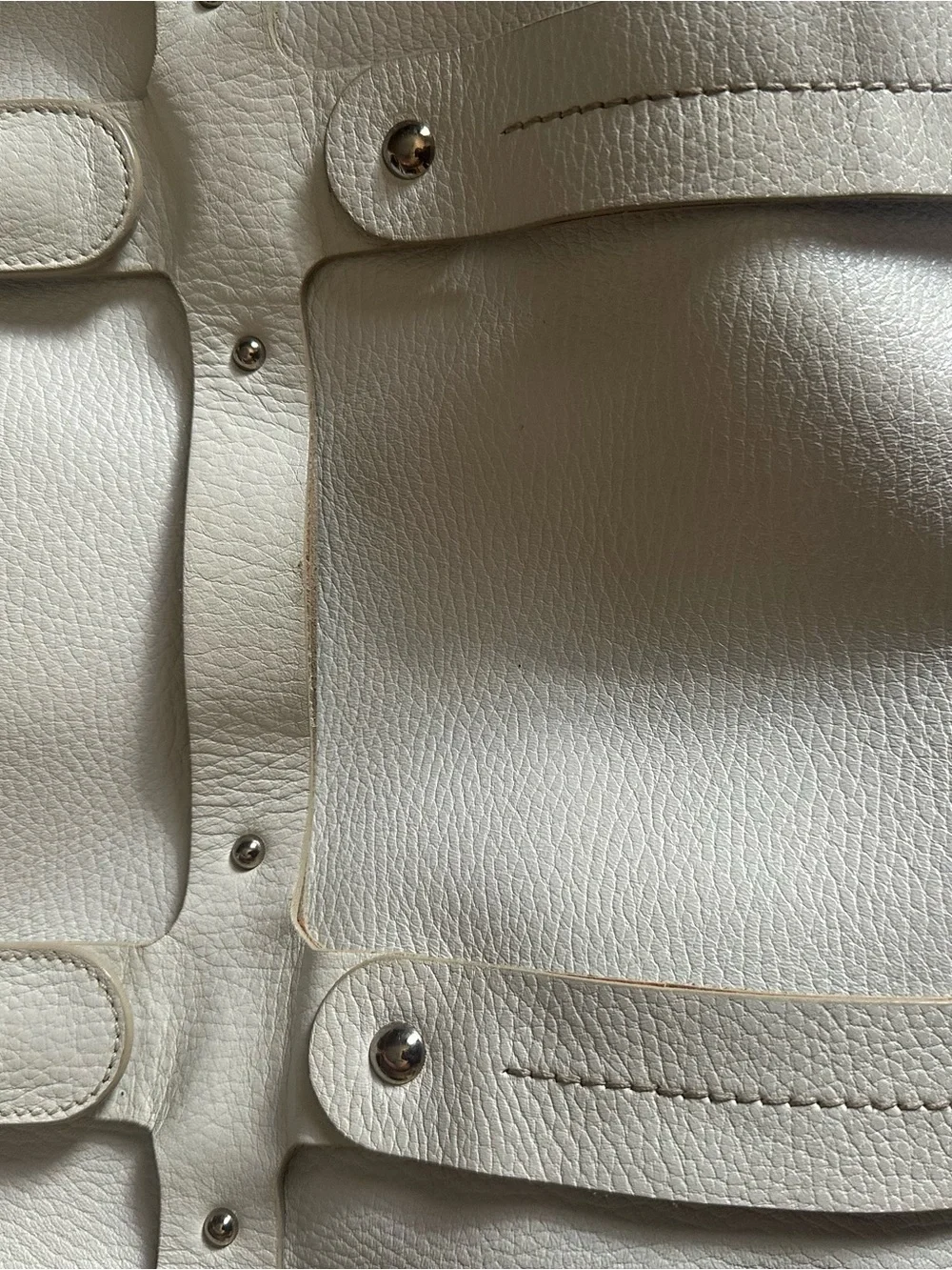 Salvatore Ferragamo Cream Pebbled Leather Top-Handle Tote - Picture 4 of 13